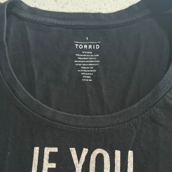 Torrid Black Tee with Bold White Text - Picture 2 of 2